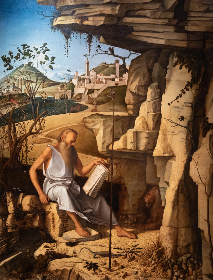 Sankt Jérôme læsende i ørkenen - Giovanni Bellini
