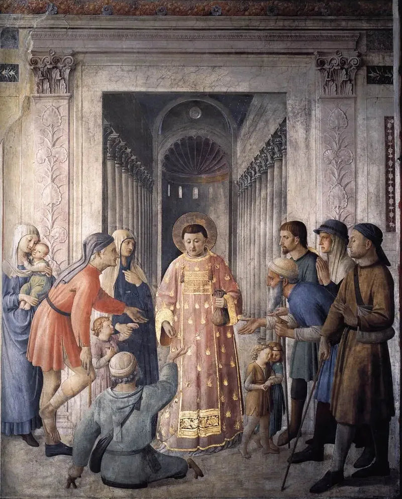 Saint Laurent distribuerer almisse - Fra Angelico