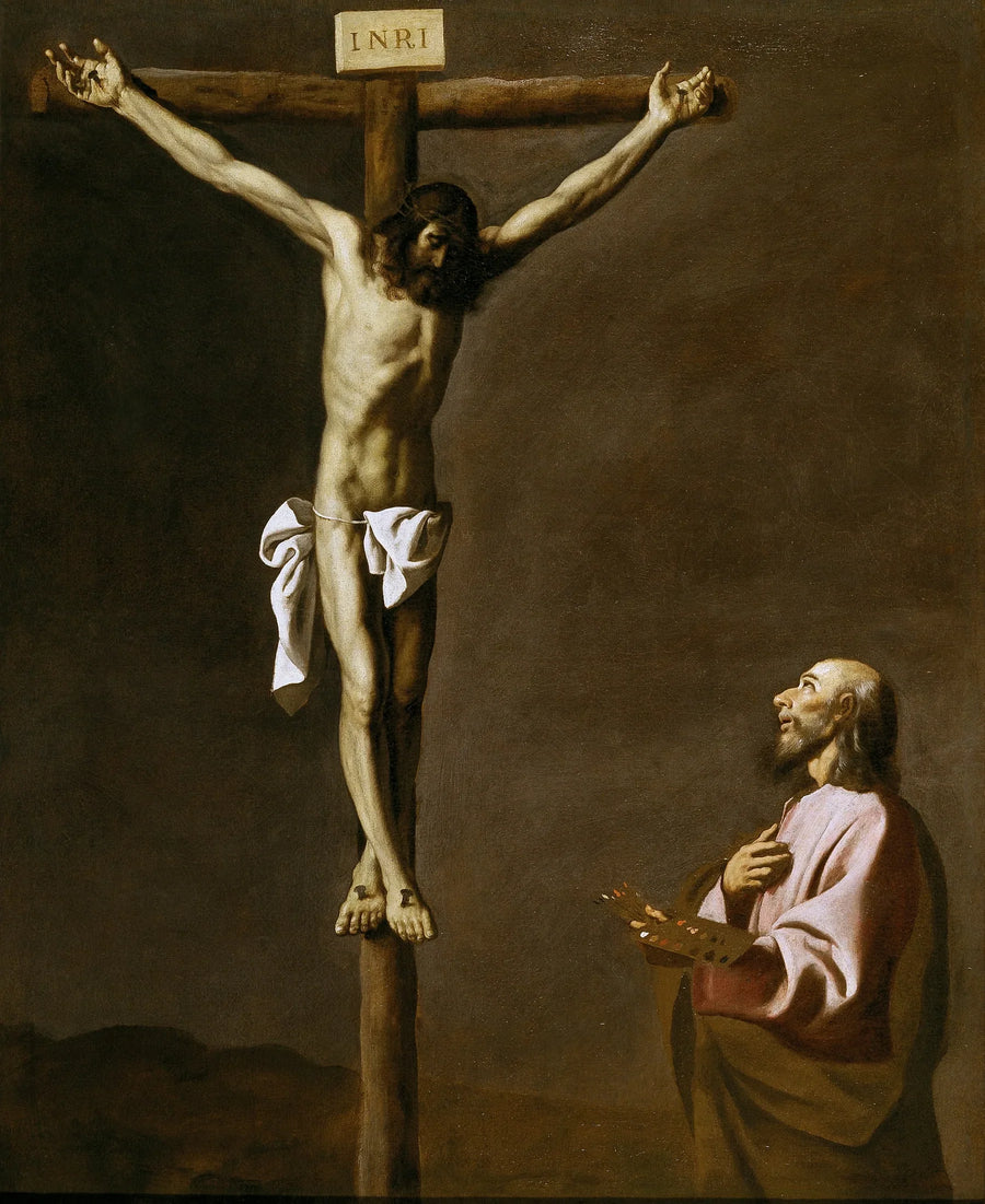 Saint Luc som maler, foran Kristus på korset - Francisco de Zurbarán