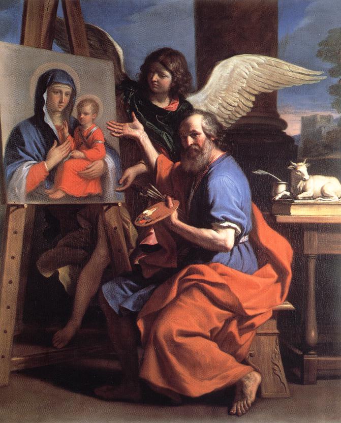 Saint Luc viser et maleri af Jomfruen - Guercino