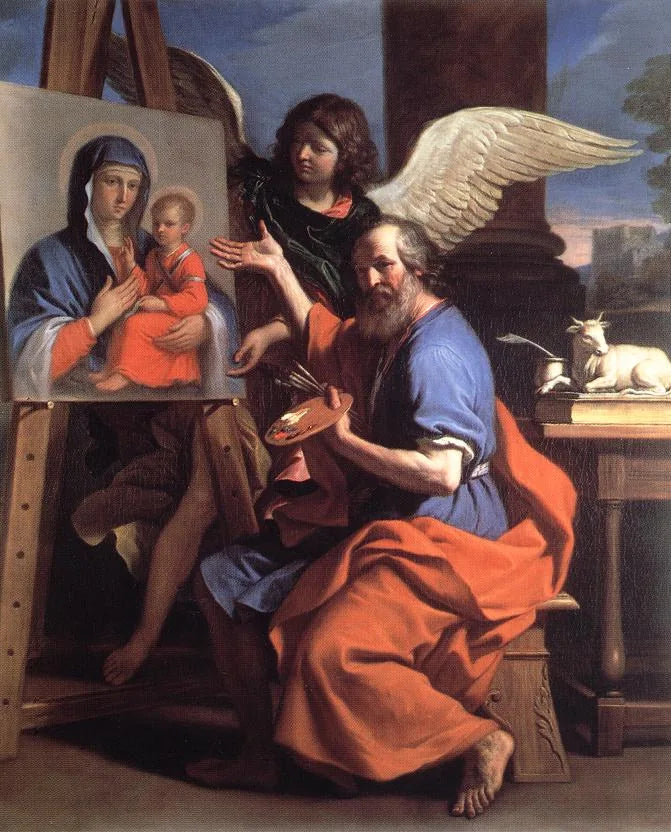 Saint Luc viser et maleri af Jomfruen - Guercino