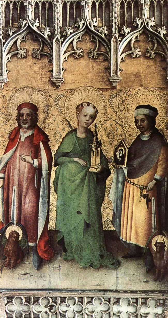 Saint Marc, Sainte Barbara og Saint Luc - Stefan Lochner