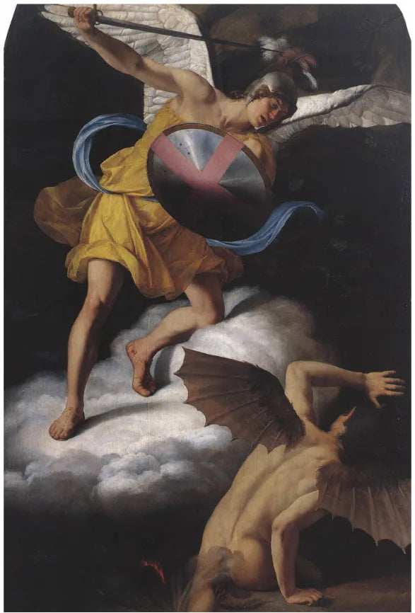 Saint Michel og Djævelen - Orazio Gentileschi