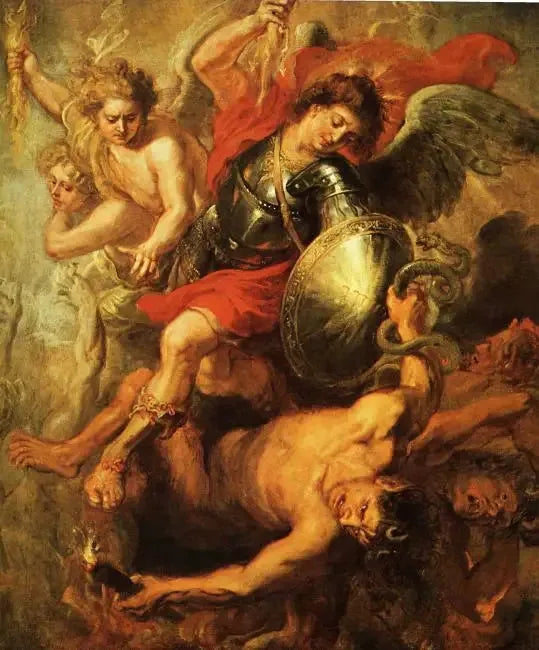 Saint Michel besejrer de oprørske engle - Peter Paul Rubens