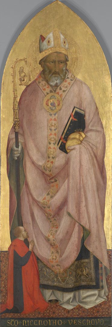 Sankt Nikolaus af Bari med en donator - Agnolo Gaddi