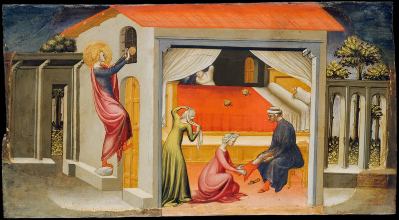 Sankt Nikolaus, der deler gaver - Bicci di Lorenzo