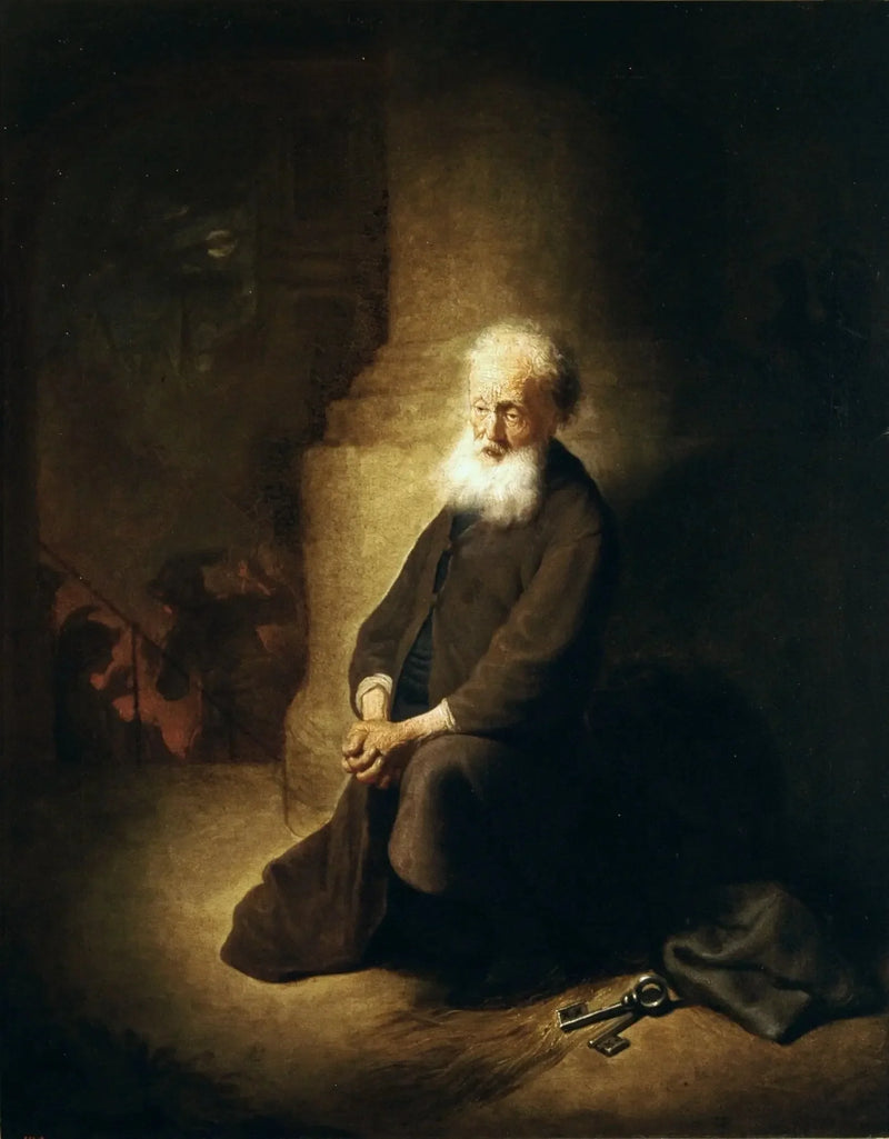 Sankt Peter i knæ. - Rembrandt