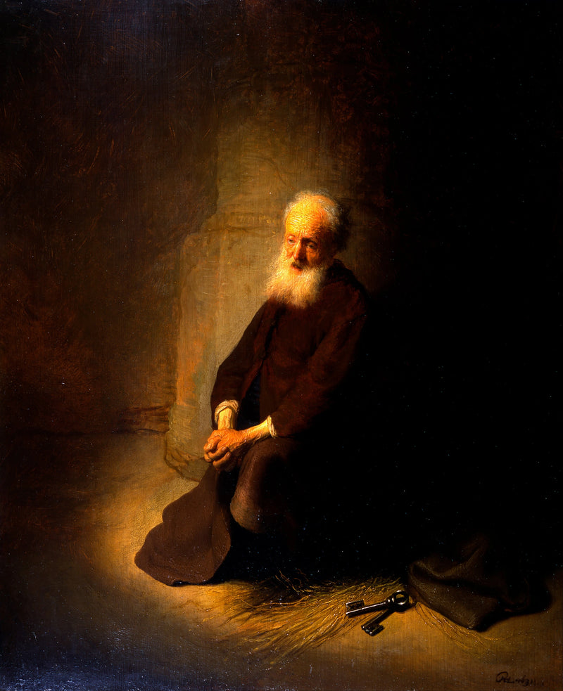 Sankt Peter i knæ. - Rembrandt