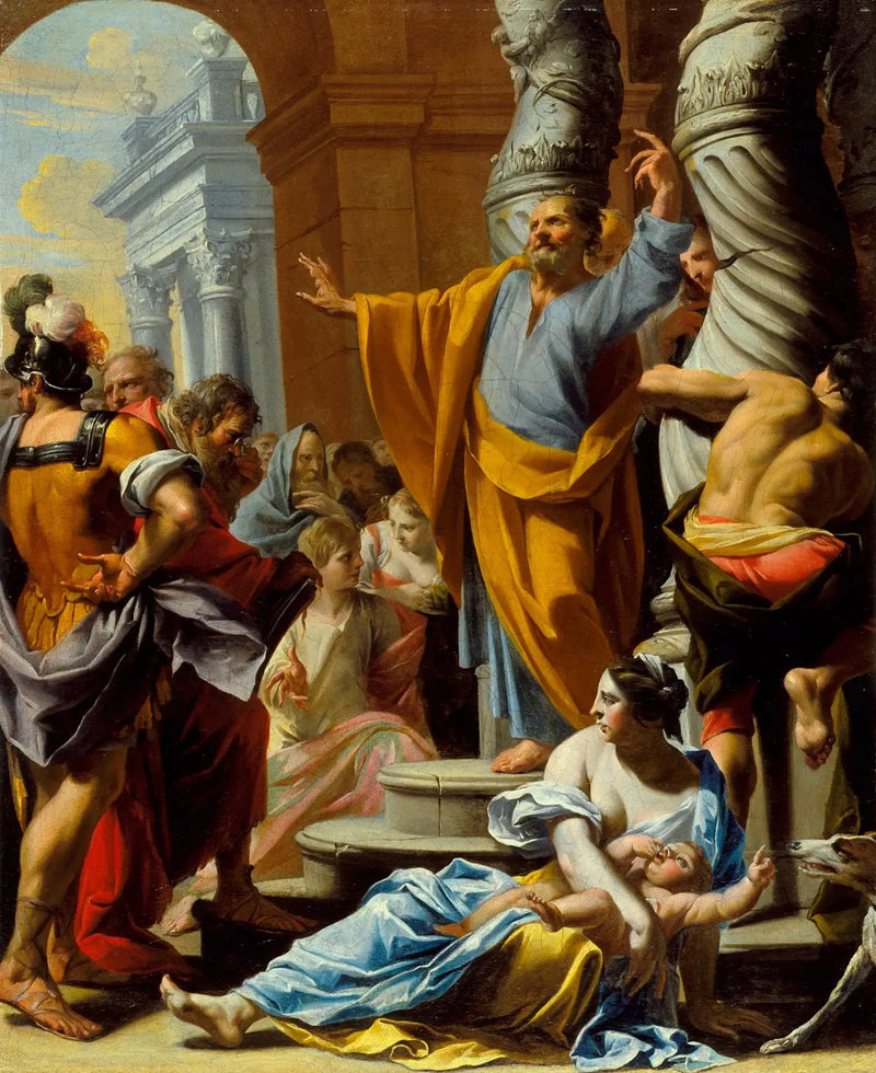 Saint Pierre prædiker i Jerusalem - Charles Poerson