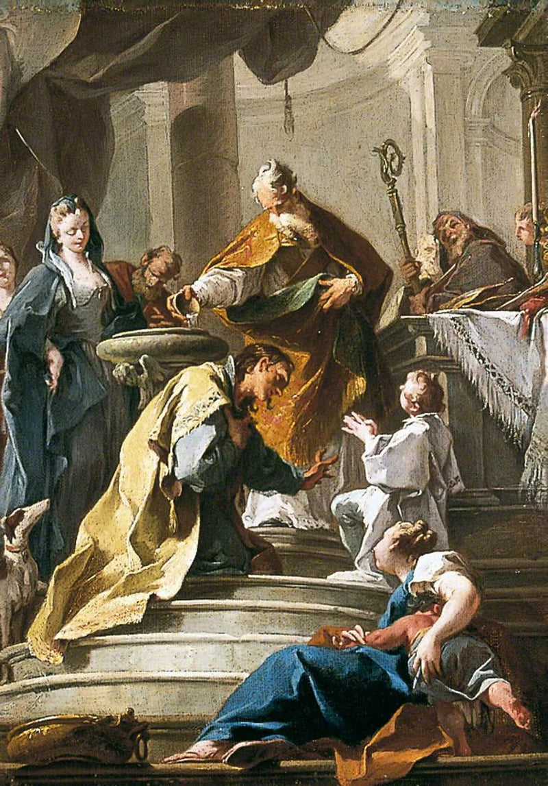 Saint Prosdocime døbefter Sankt Daniel - Giovanni Battista Pittoni