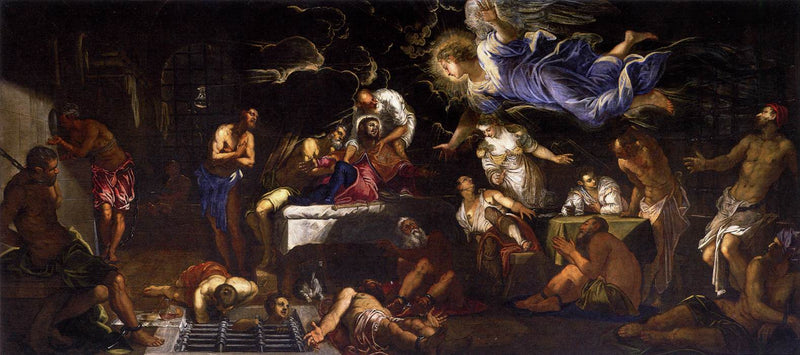 Saint Roch i fængsel besøgt af en engel - Jacopo Tintoretto