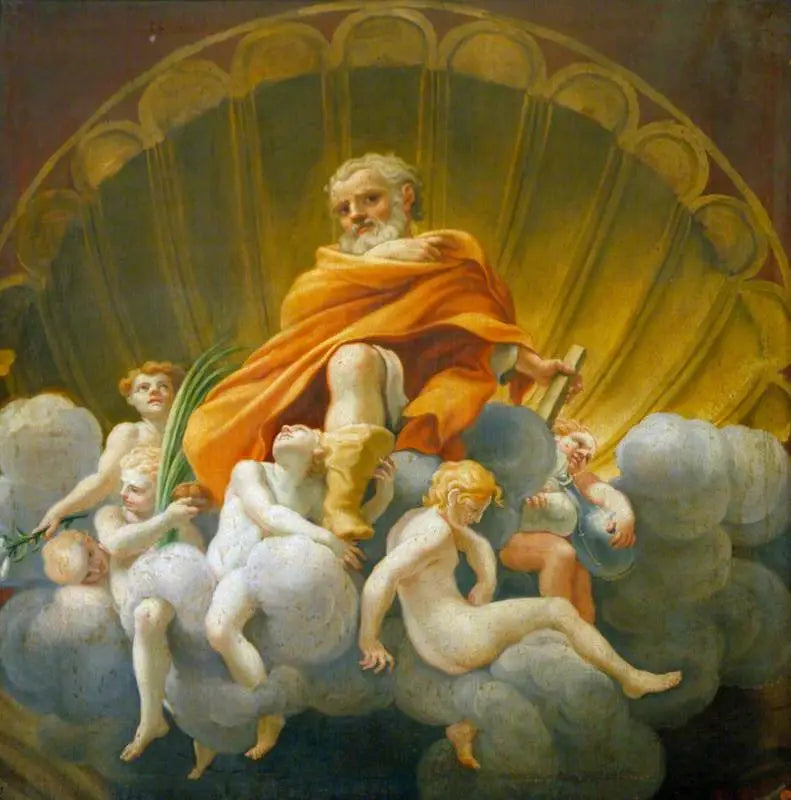 Saint Thomas omgivet af engle (kopi af fresken på kuplen i Parma-katedralen) - Antonio da Correggio
