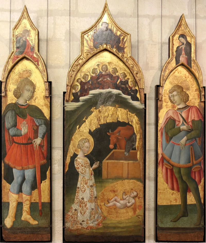 Saint Vittorin (?) (ovenfor: Ankomsten af Jomfru Marias Engel) - Giovanni di Paolo