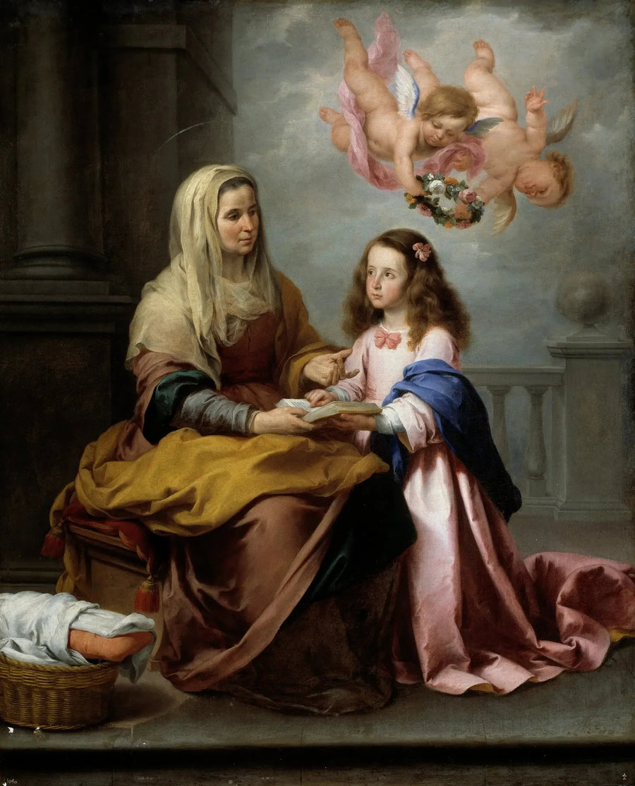 Sainte Anne lærer Marie at læse - Bartolomé Esteban Murillo