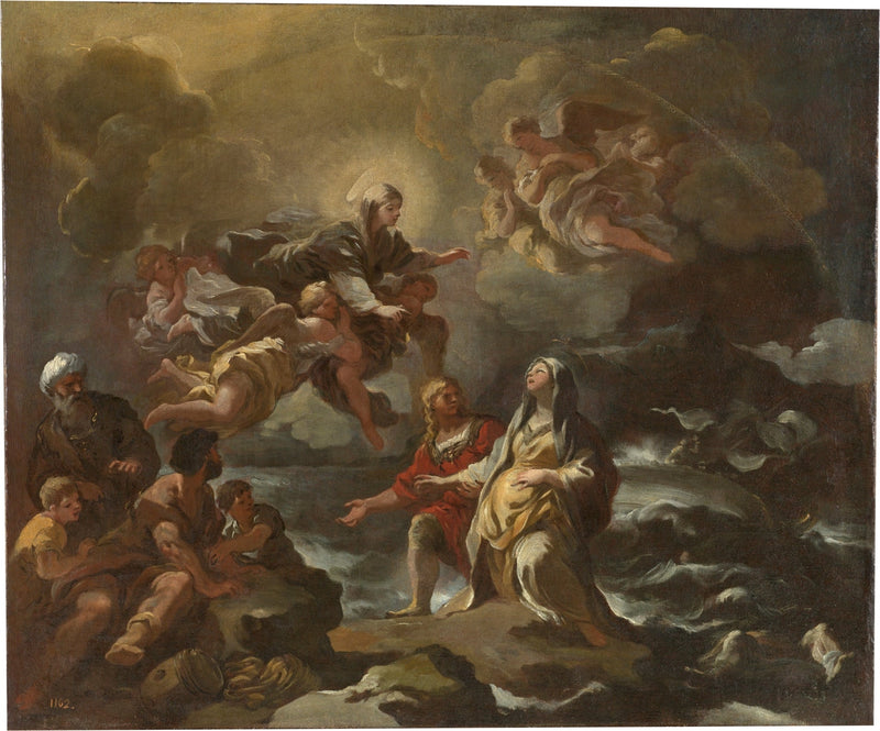Sainte Brigitte reddet fra en forlis af Jomfru Maria - Luca Giordano
