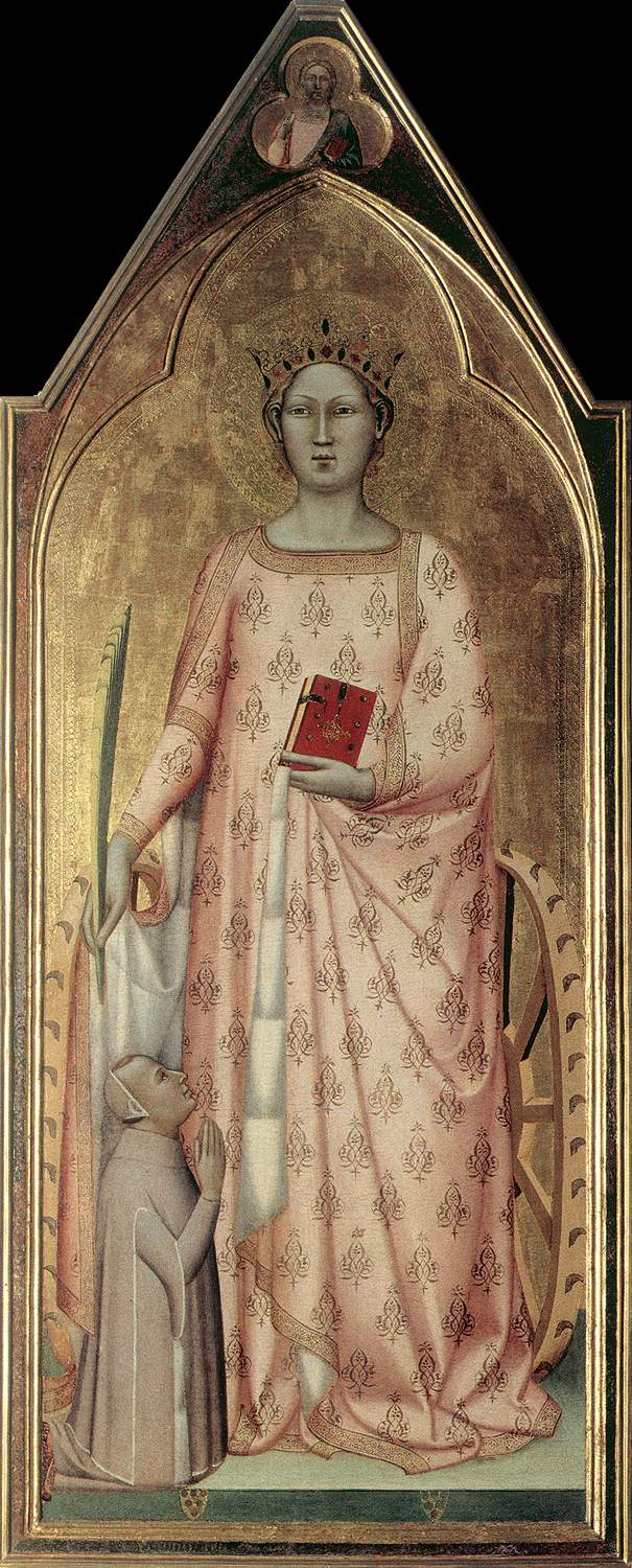 Sainte Catherine af Alexandria med donoren og Kristi velsignelse - Bernardo Daddi