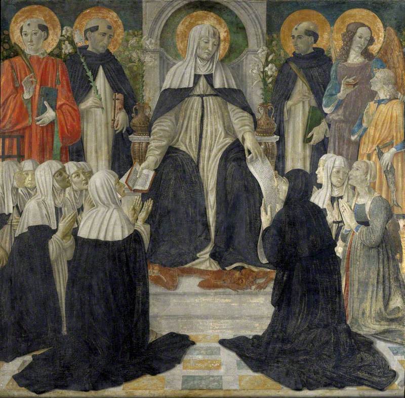 Sainte Catherine de Sienne som åndelig mor for anden og tredje orden af Saint Dominique - Cosimo Rosselli