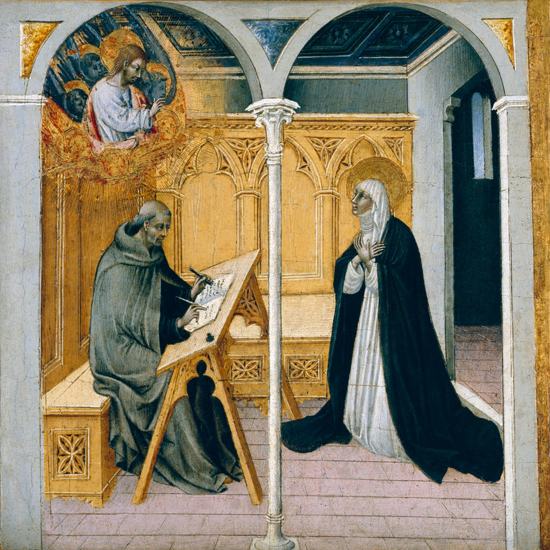 Sainte Catherine de Sienne dikterer sine dialoger - Giovanni di Paolo