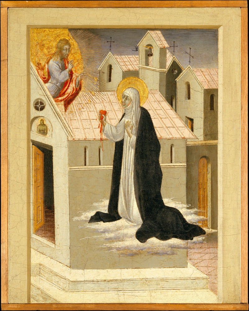 Sankt Katharina af Siena bytter sit hjerte med Jesus Kristus - Giovanni di Paolo