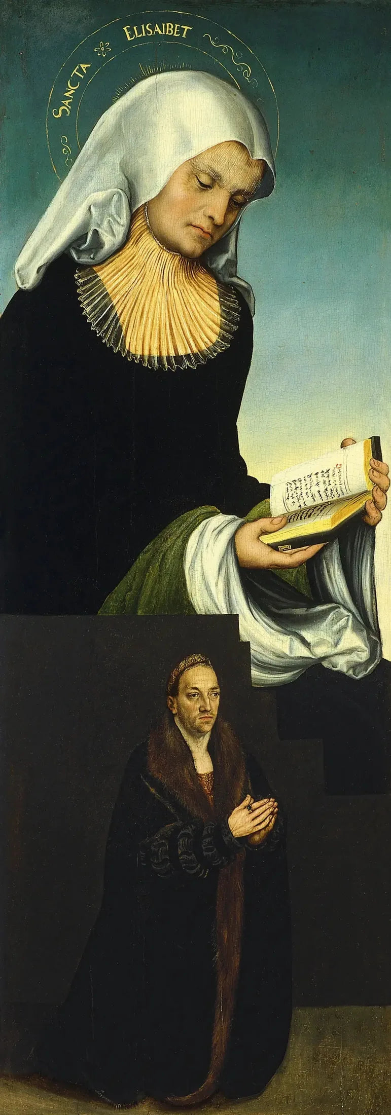 Sainte Elisabeth med hertug Georg af Sachsen som donator (indre venstre fløj) - Lucas Cranach den Ældre