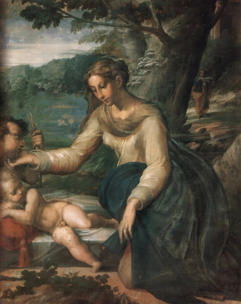 Hellig Familie med den lille Sankt Johannes - Parmigianino