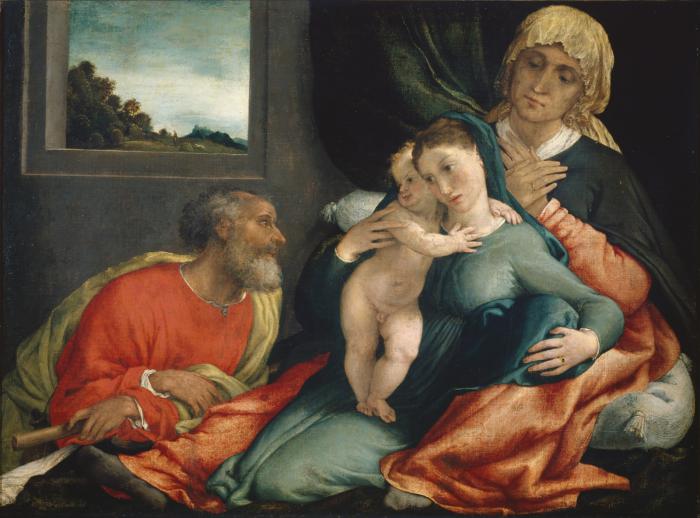 Hellig Familie med de hellige Anne og Joachim - Lorenzo Lotto