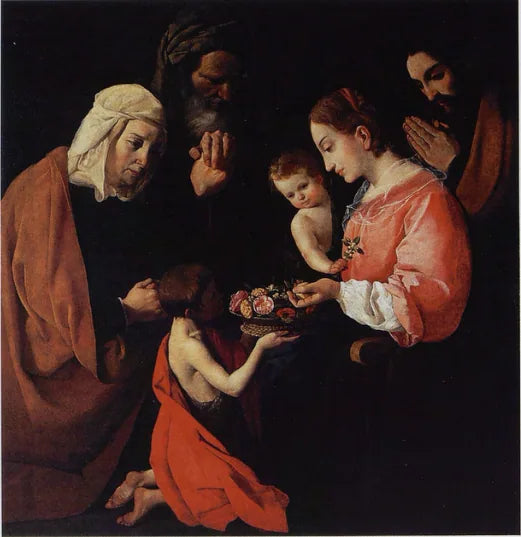 Hellig Familie med Sankt Johannes Døber som barn og hans forældre - Francisco de Zurbarán