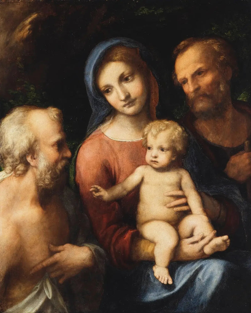 Hellig Familie og Sankt Jerome - Antonio da Correggio