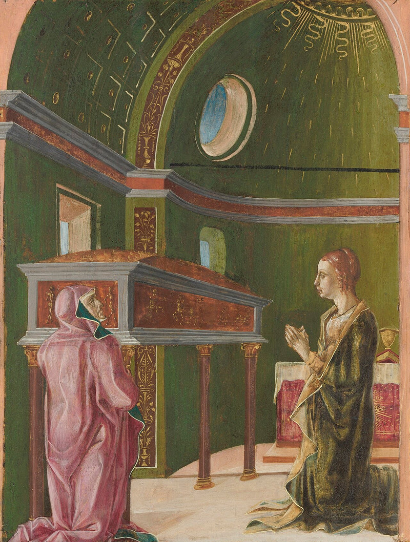 Sainte Lucie og Sainte Eutychia ved helligdommen Sainte Agathe - Cosmè Tura