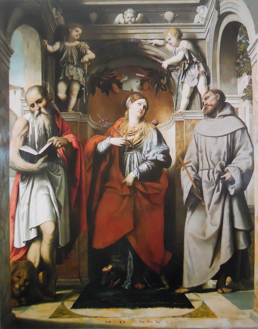 Sainte Marguerite d'Antioche med de hellige Jerome og François - Alessandro Bonvicino