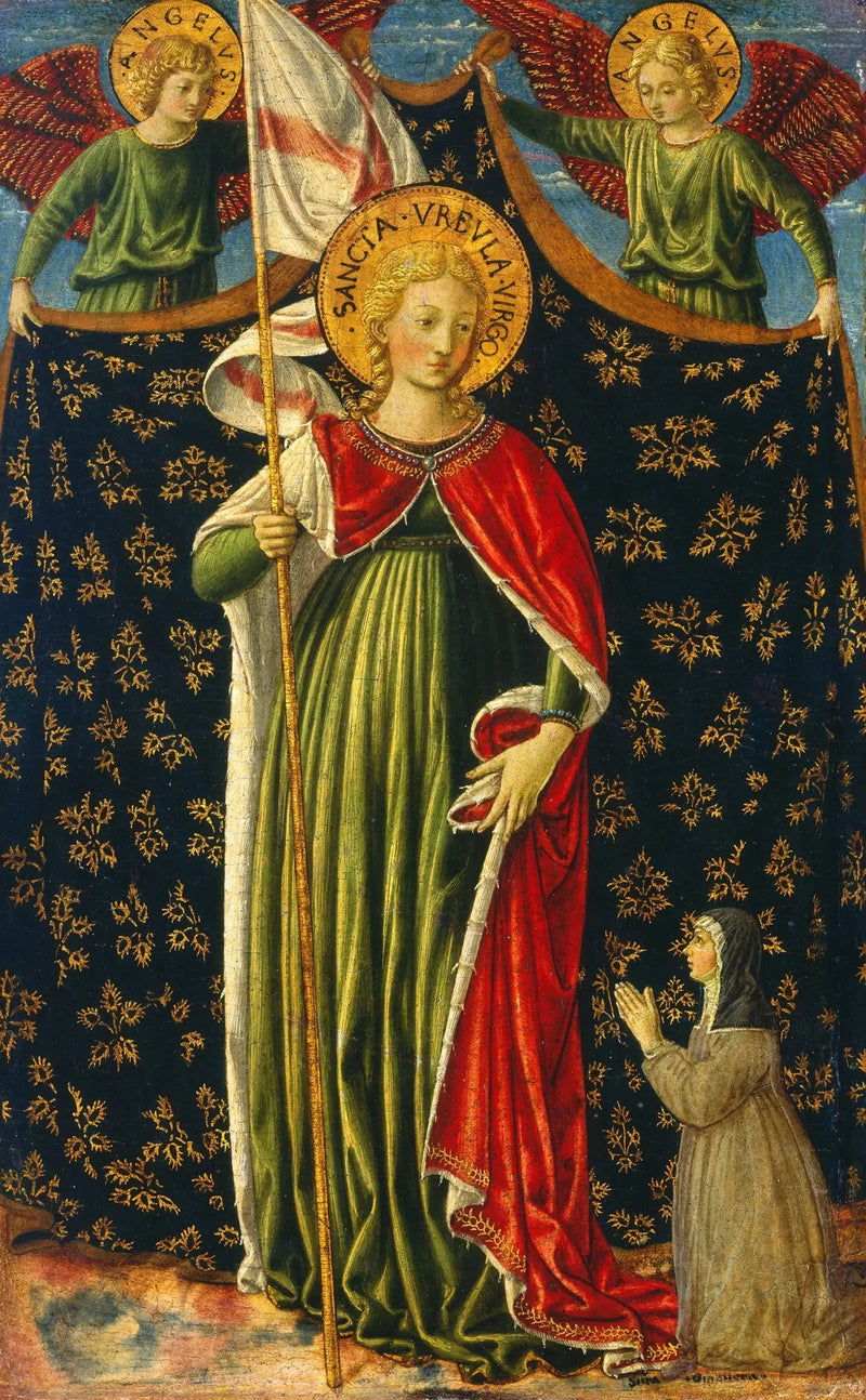 Sainte Ursule med to engle og en donator - Benozzo Gozzoli