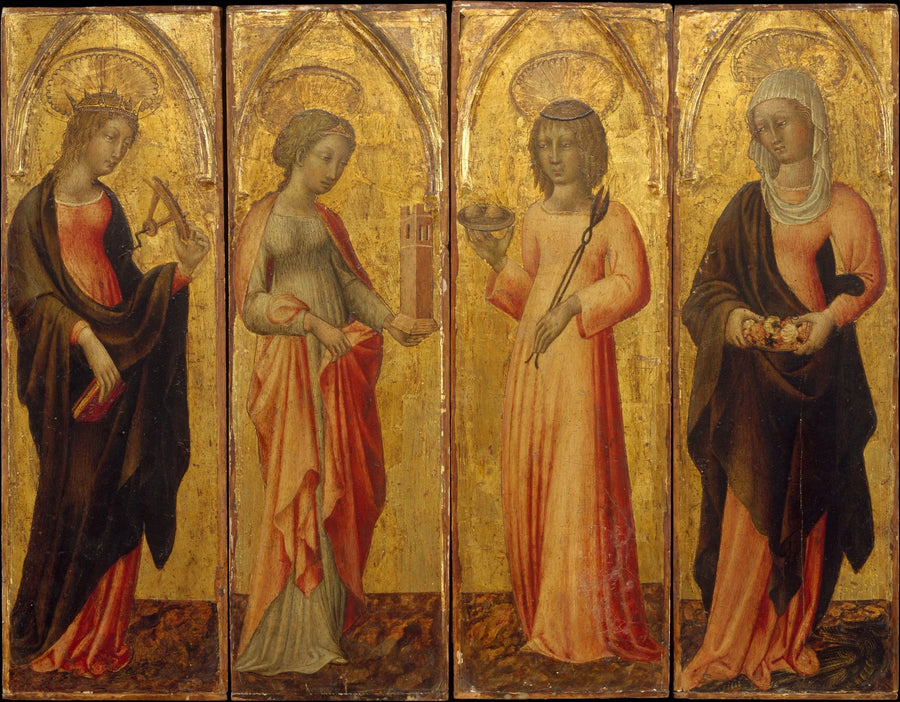 Saint Catherine af Alexandria, Skæg, Agatha og Margareta - Giovanni di Paolo