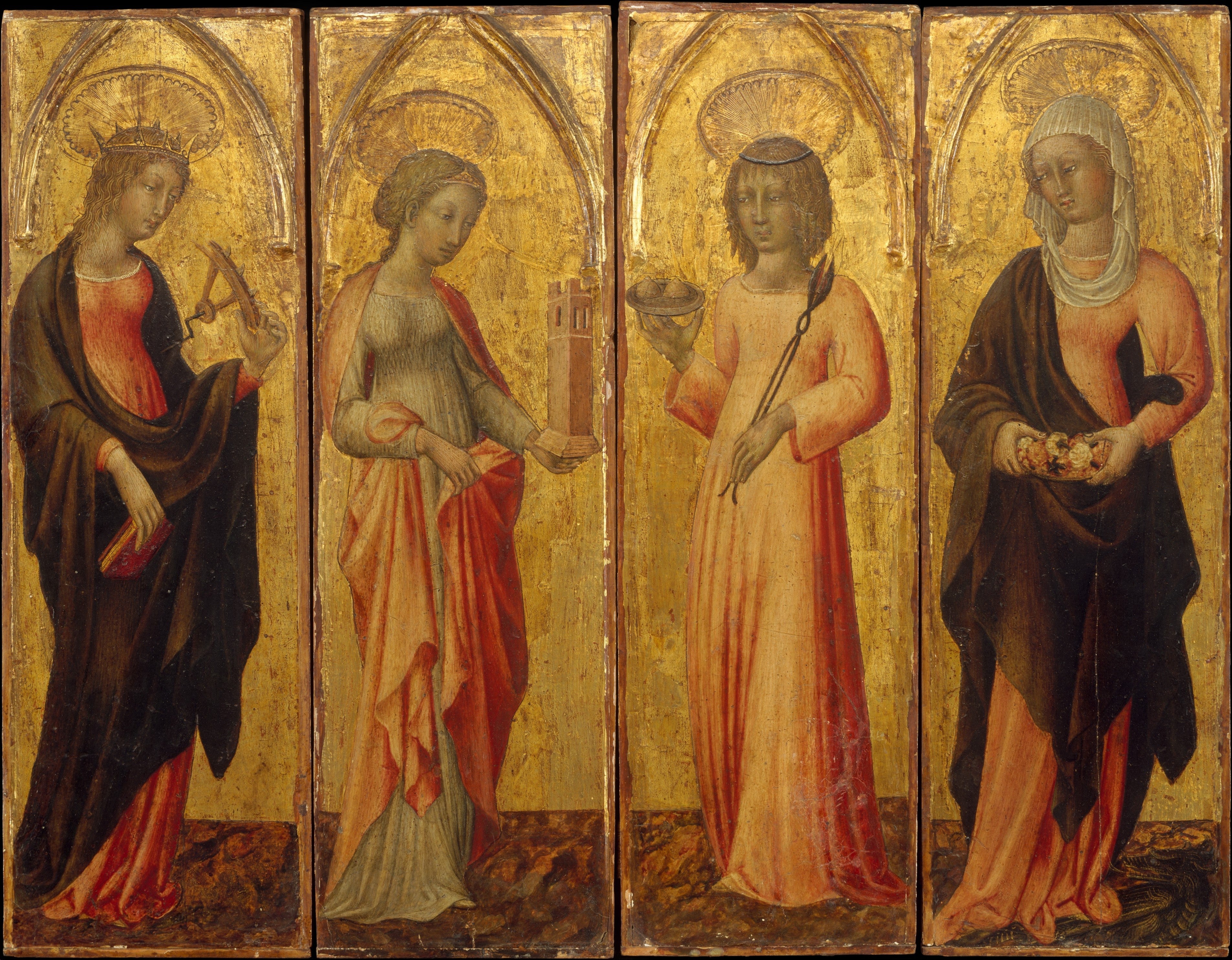 Saintes Catherine d’Alexandrie Barbe Agathe et Marguerite - Giovanni di Paolo - Alpha Reproduction