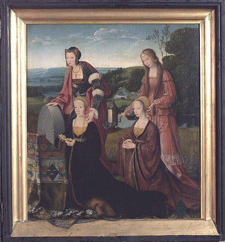 Saintes Katharina og Gudula med Catharina Hackeney (født Hardenrath) og Sibilla Hackeney (født van van Merle) - Joos van Cleve