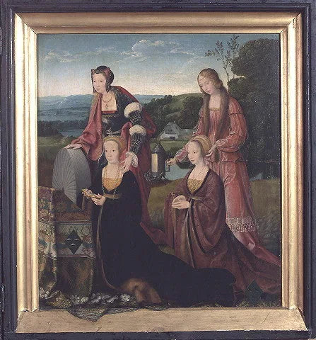 Saintes Katharina og Gudula med Catharina Hackeney (født Hardenrath) og Sibilla Hackeney (født van van Merle) - Joos van Cleve
