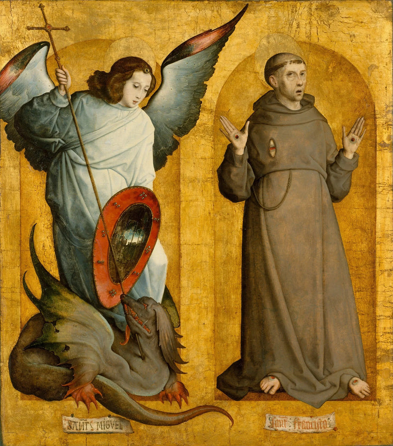 Saint Michel og Frans af Assisi - Juan de Flandes