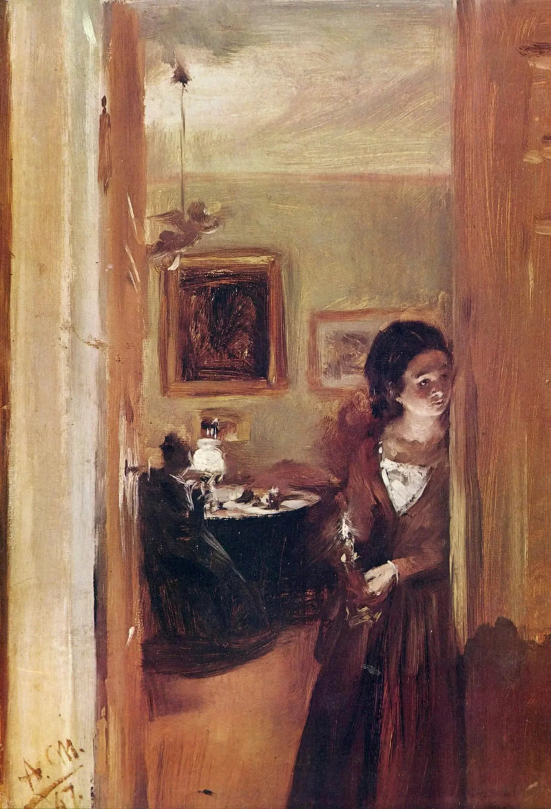 Salon med kunstnerens søster - Adolph von Menzel