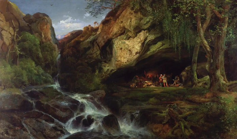Salvator Rosa tegner Banditterne - Thomas Moran