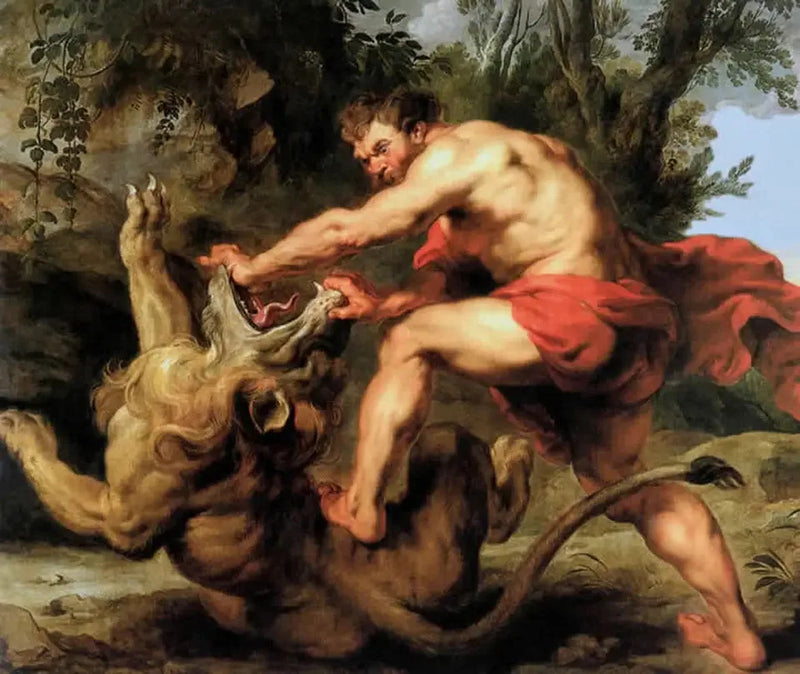 Samson kæmper mod løven - Peter Paul Rubens