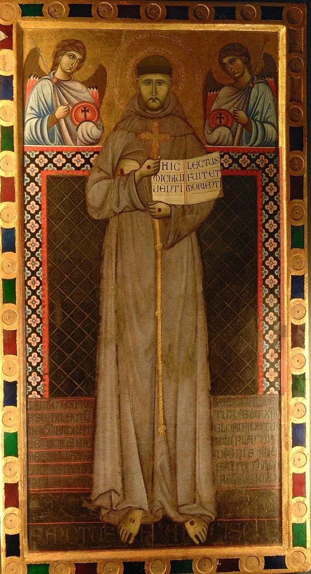 San Francesco tra due angeli (Maître de Saint François) - Mester af Saint Franciscus
