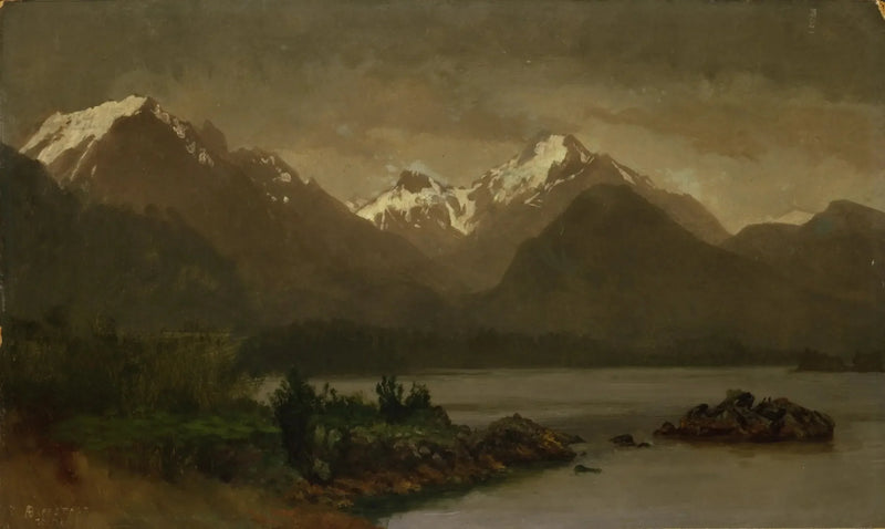 Uden titel (Bjerge og sø) - Albert Bierstadt