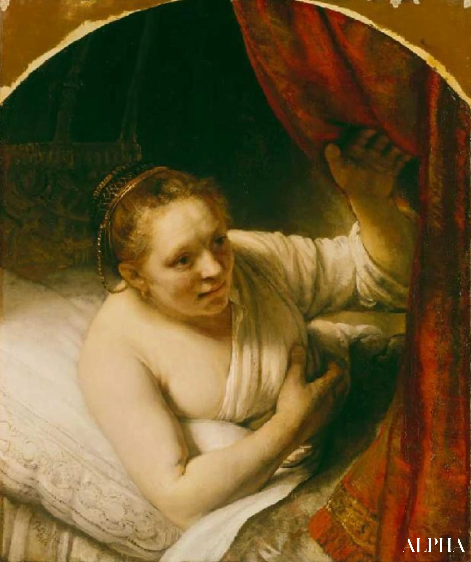 Sarah deltager i Tobias i bryllupsnatten - Rembrandt van Rijn - Reproduktioner af malerier og højkvalitets malerier