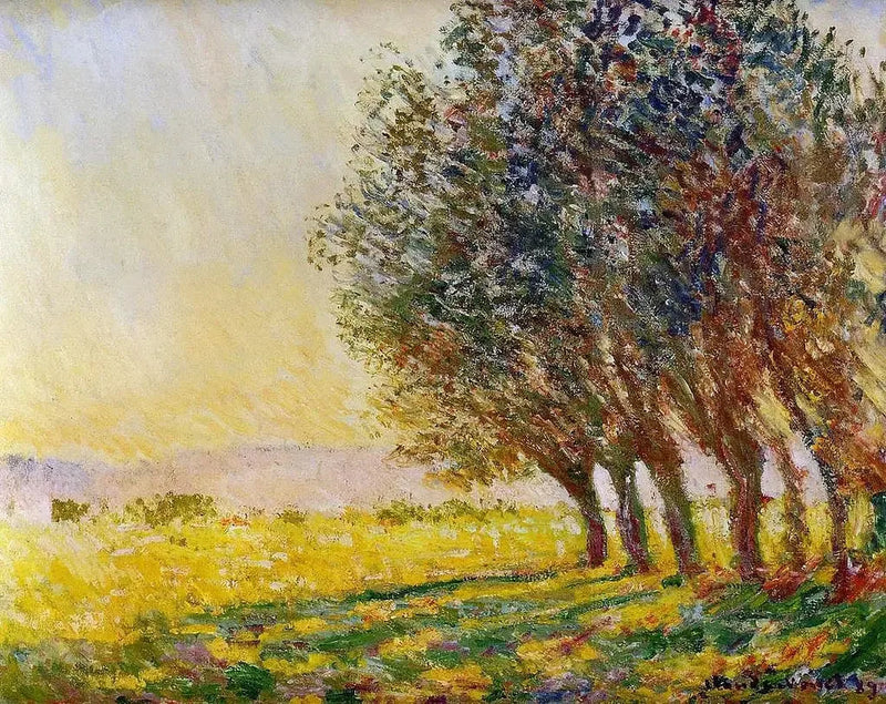 Piletræer i solnedgang - Claude Monet