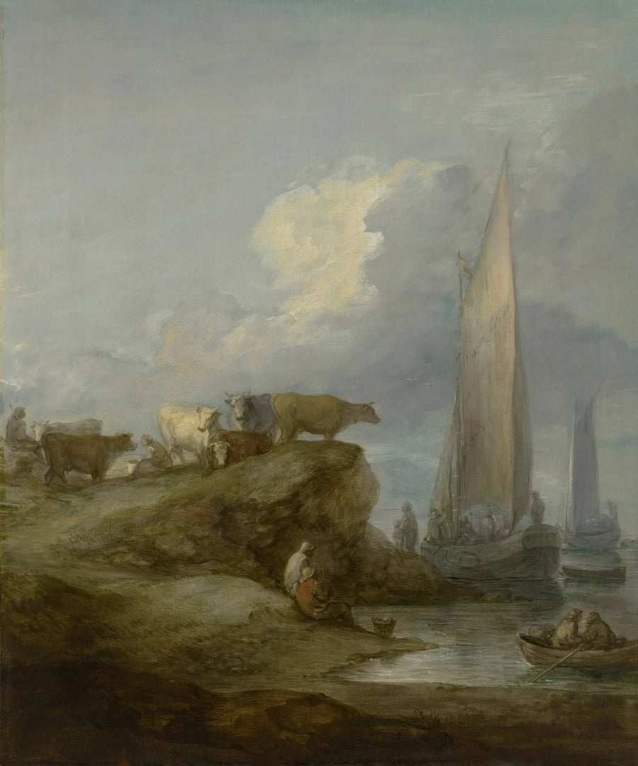 Kystscene med skibe og kvæg - Thomas Gainsborough