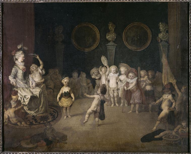 Scene fra den italienske komedie spillet af en børnegruppe - Antoine Watteau