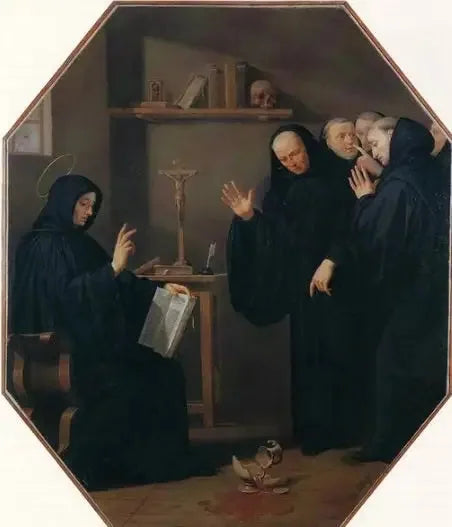 Szenen fra helgen Benedikts liv. Den forgiftede vinbæger - Philippe de Champaigne