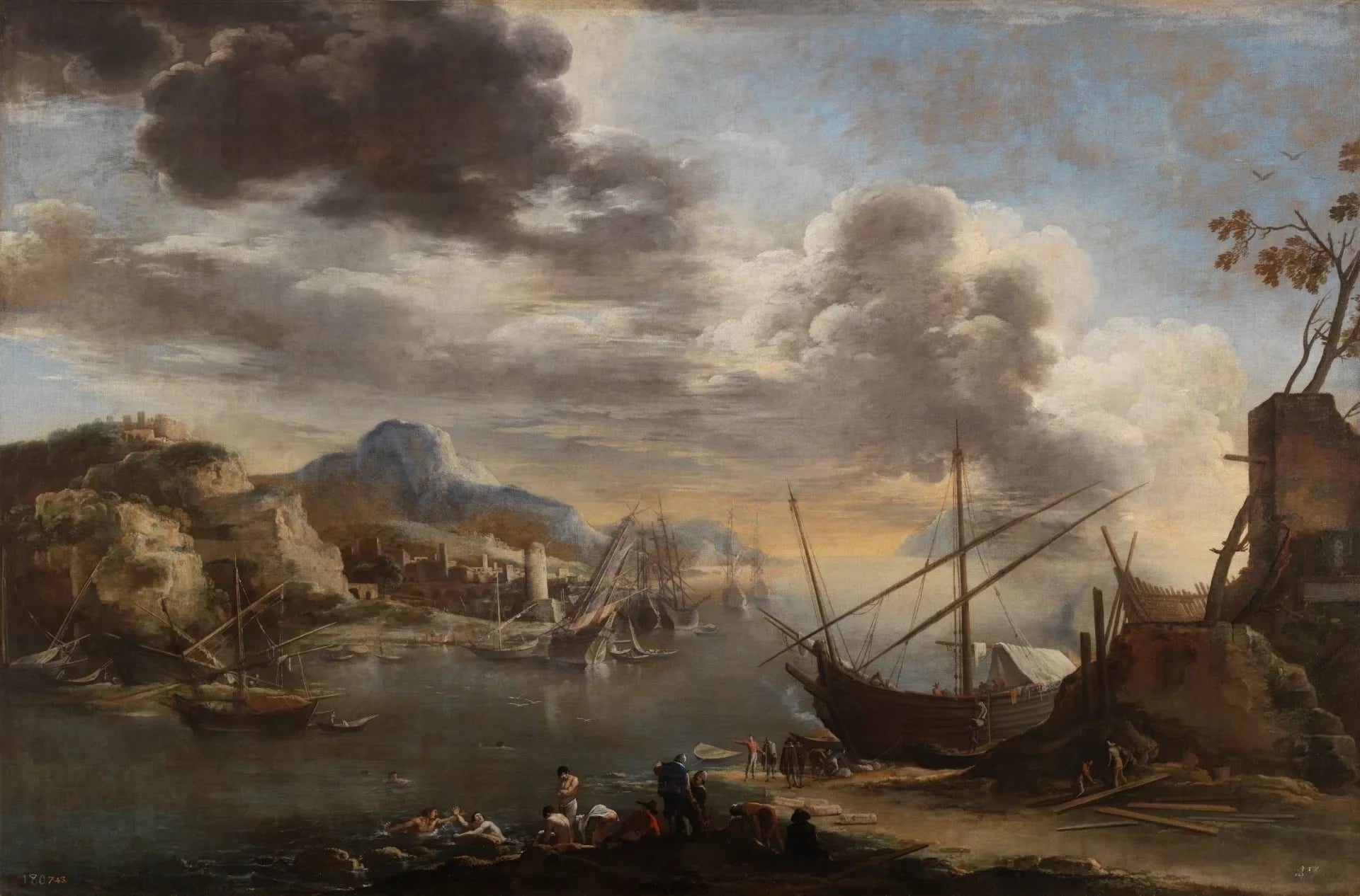 Scène de port - Salvator Rosa image 1 reproduction de peinture à l’huile