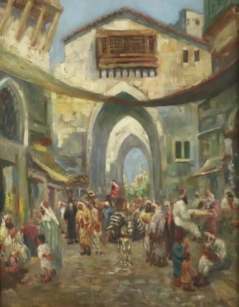 Scene de gade fra det orientalske marked - Frederick Arthur Bridgman