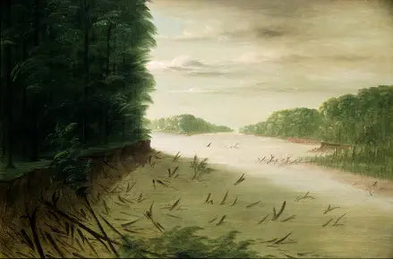 Scene fra Lower Mississippi - George Catlin