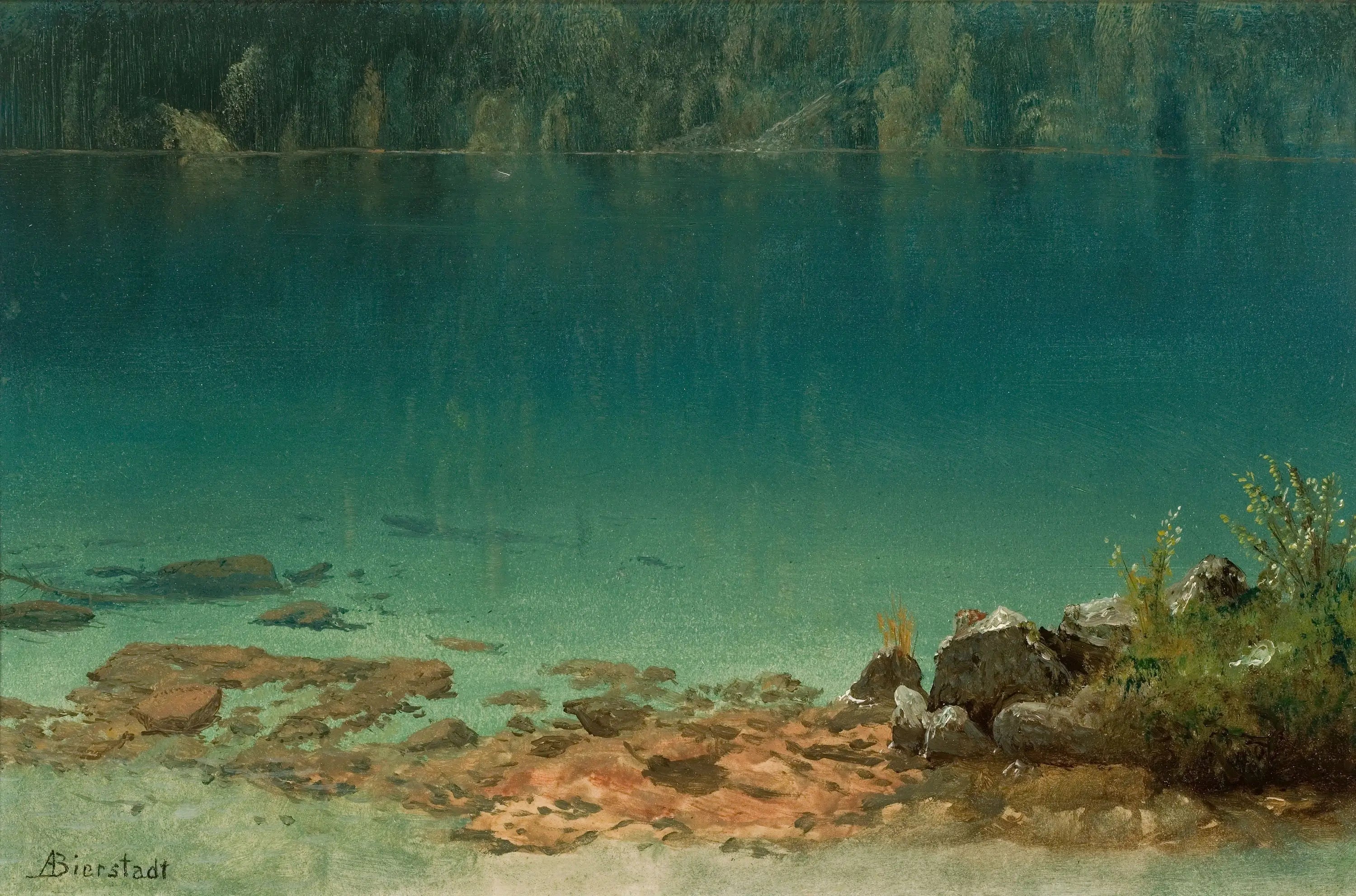 Scène du lac - Albert Bierstadt image 1 copie de tableau peinte à la main